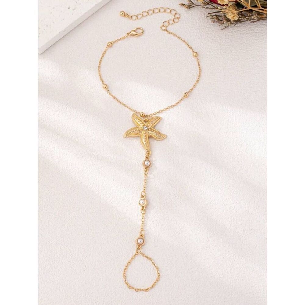 Gold Starfish Hand Chain Bracelet A1822